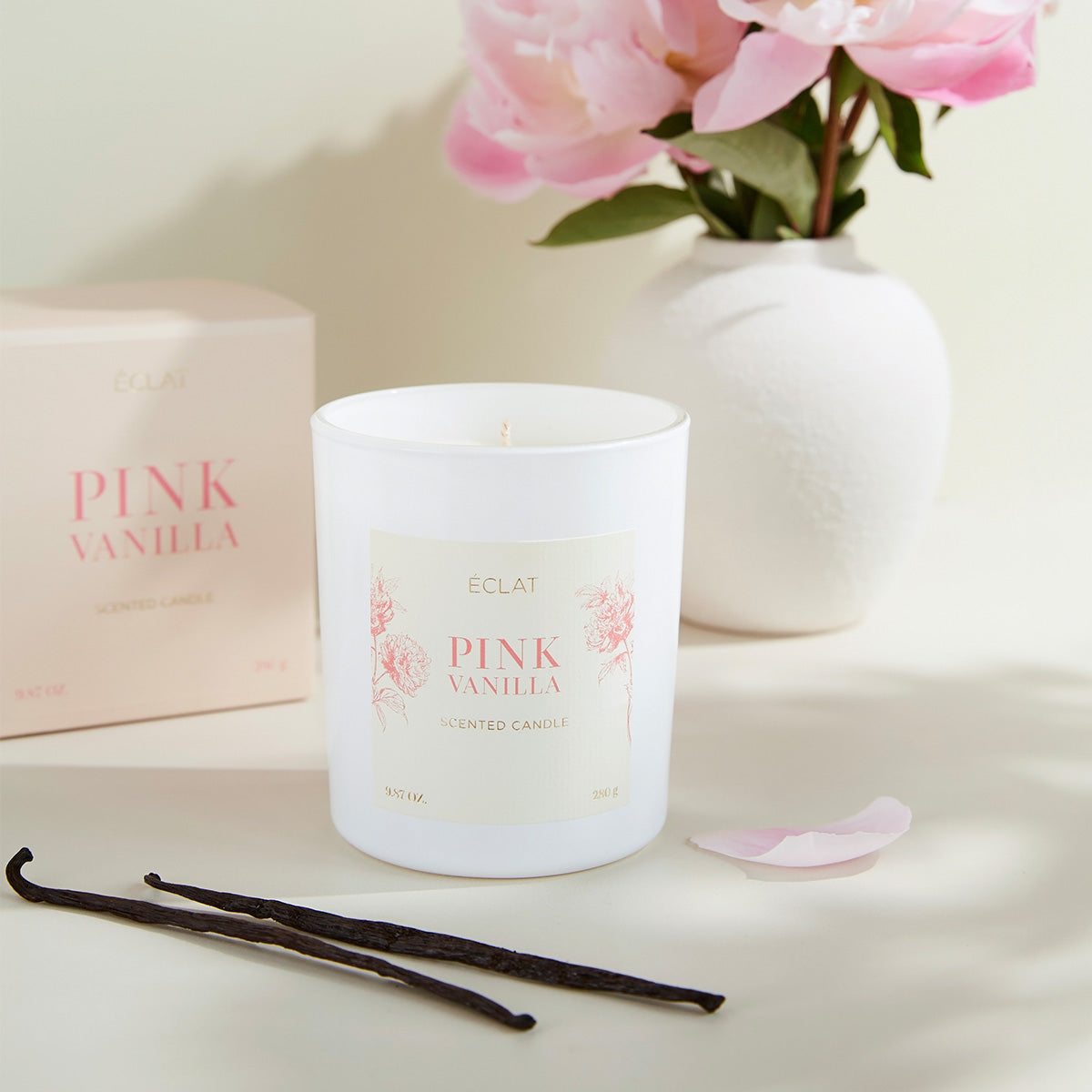 ÉCLAT Pink Vanilla Vela Perfumada de Cera de Soja